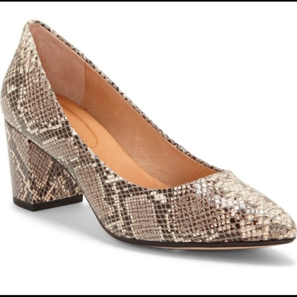 Corso Como pointed RYANNA snake skin leather pointy block heels